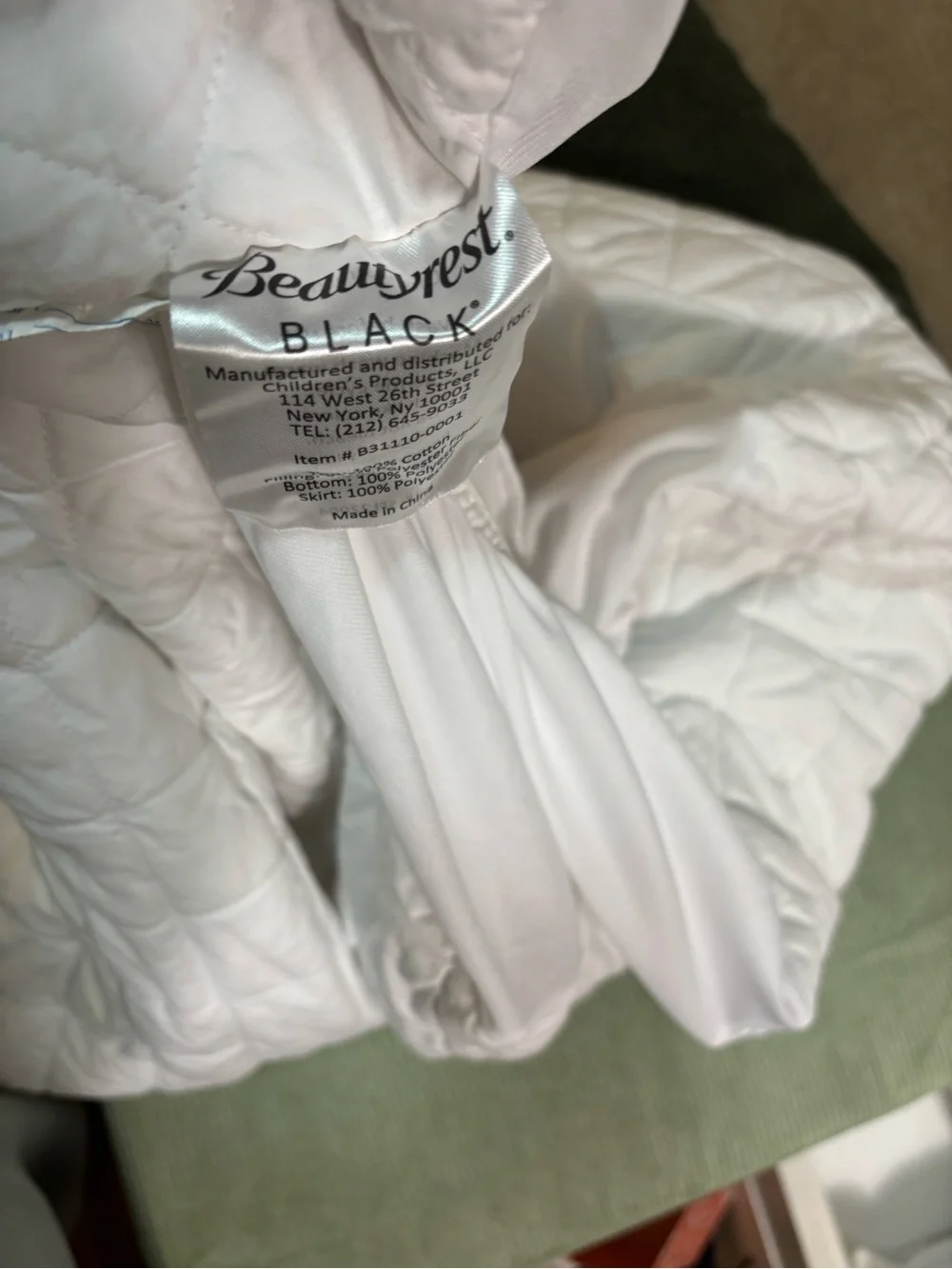 Beautyrest Black White Luxury Fitted Crib Mattress Pad/Toddler Mattress Cover